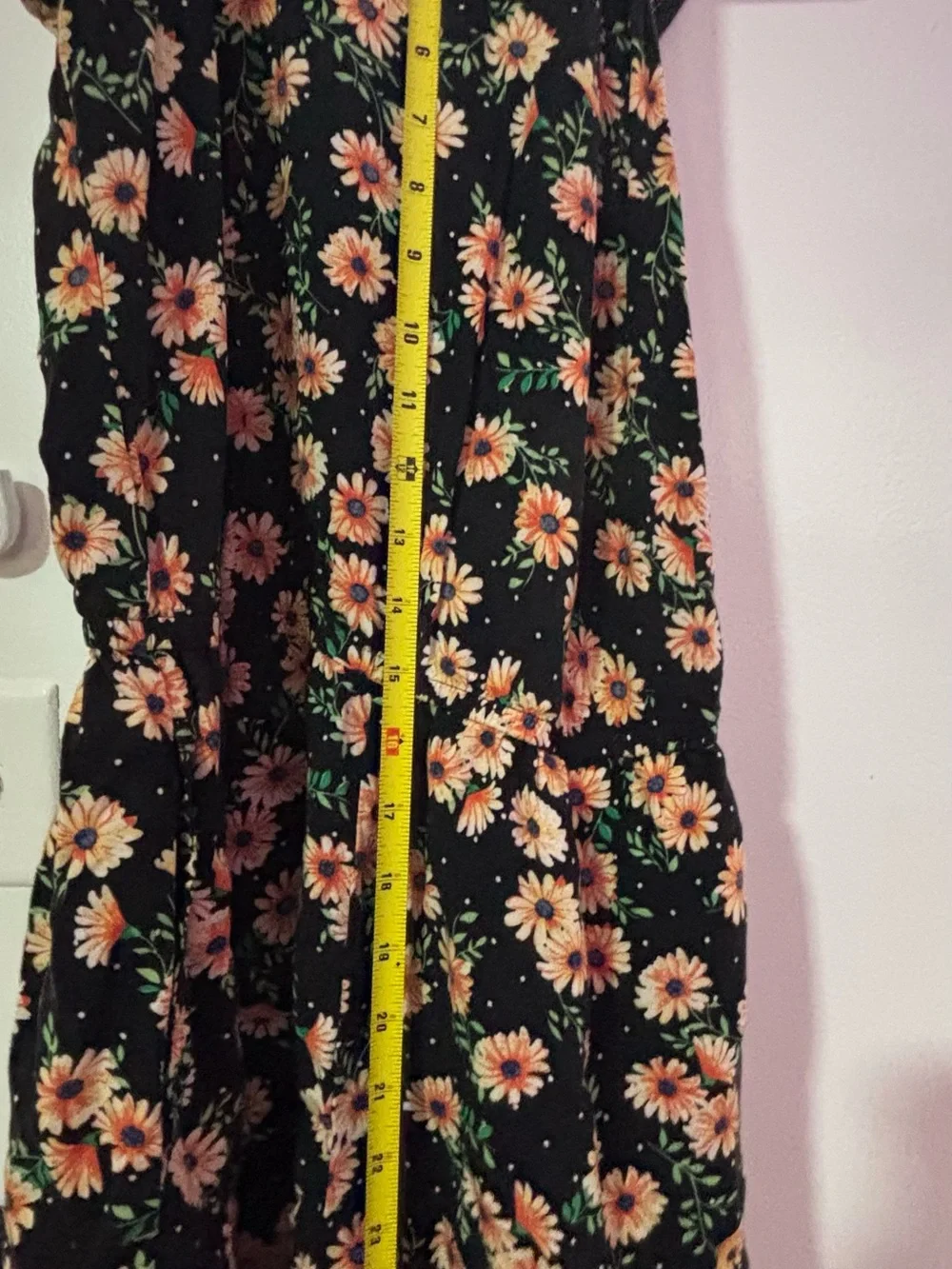 Black Floral Romper / Shorts with Pockets Elastic Waist